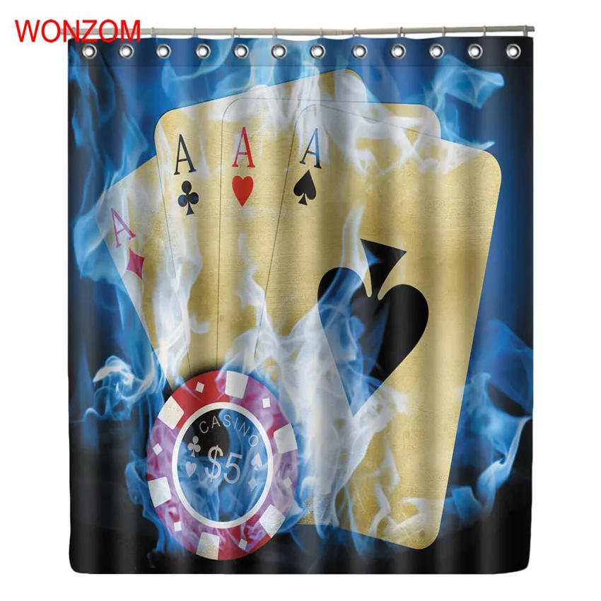 

WONZOM Chess and Cards Curtains with 12 Hooks For Bathroom Decor Modern Bath Waterproof Curtain 2017 New Bathroom Accessories