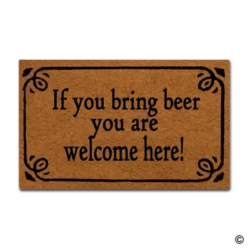 

Door Mat Entrance Mat Funny Door Mat If You Bring Beer You Are Welcome Here Non-slip Doormat Machine Washable Non-woven Fabric