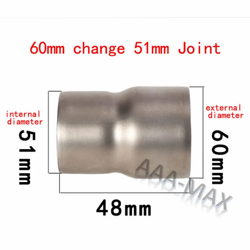 60 мм изменить 51 мм на входе мотоцикла выхлопных газов адаптер Нержавеющая сталь конвертер адаптер Редуктор разъем подключения трубы ZJ001