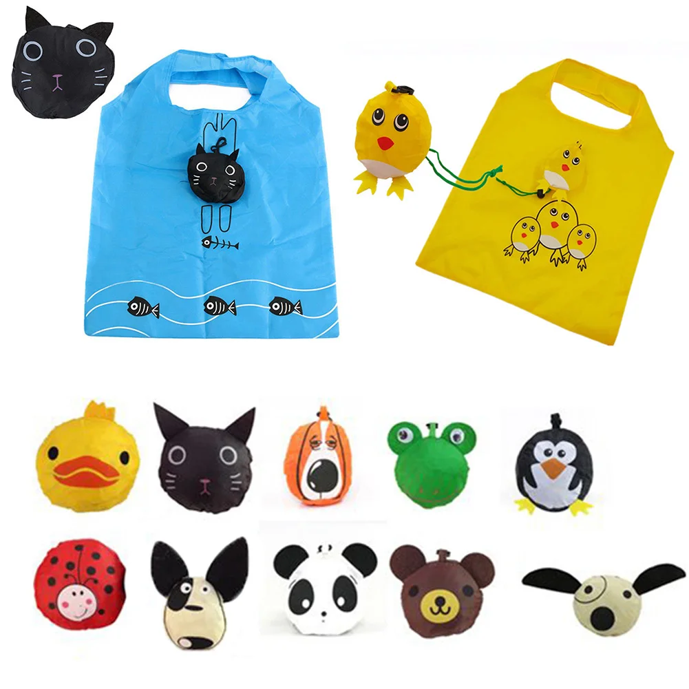 

2019 New Cute Travel Foldable Handbag Grocery Tote Storage Reusable Cartoon Animal Shopping Bag Portable Storage Handbags