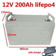 GTK 12 В 200AH Lifepo4 батарея водонепроницаемый BMS 4S для 1000 Вт освещение солнечного хранения прожектор EV лодки Инвертор+ 10А зарядное устройство