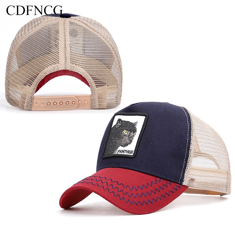 

CDF 2019 Summer Animal Snapback Pop Breathable Baseball Cap Embroidery Black Panther Sun Dad Hat for Men Women Cotton Streetwear