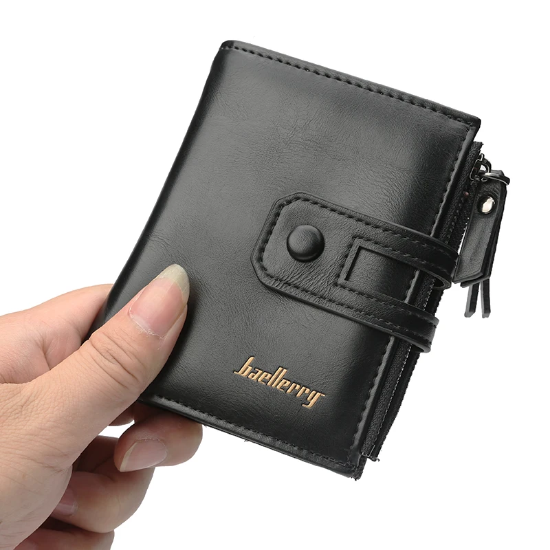 

Brand Baellerry High Quailty 2019 Men Wallets Leather Double Zipper Card Holder Short Male Purse Coin Pocket Vintage Men Wallets