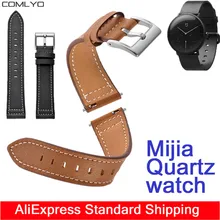 Кожаный ремешок для Xiaomi Mijia, кварцевые часы, ремешок, спортивные Смарт-часы,, мужские и женские часы, 20 мм Ширина COMLYO