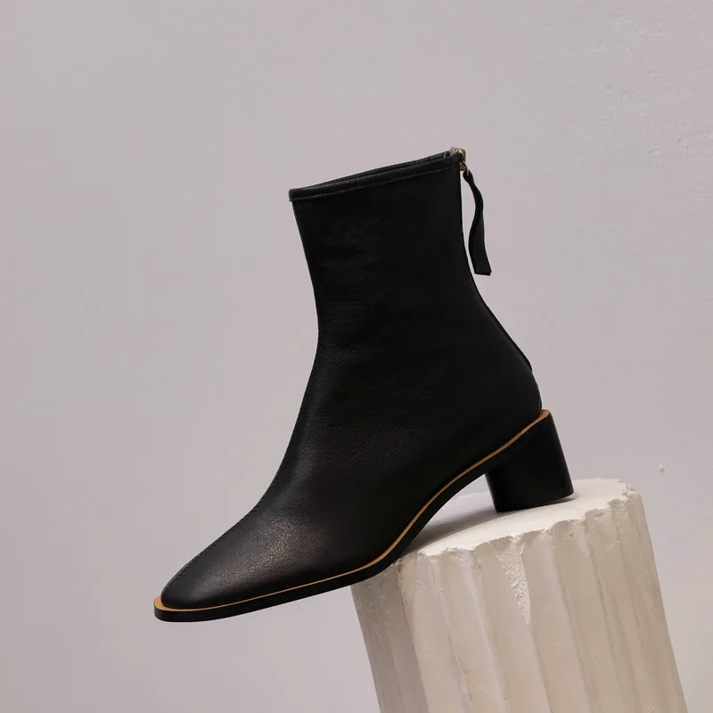 

TXCNMB 2019 high heel ankle boots Women Genuine Leather Autumn Winter Fashion Sexy Party Club Motorcycle Boots Shoes Woman