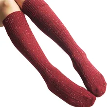 Осенне-зимние носки из смешанной шерсти длинные теплые носки зимние сапоги в горошек с отворотами для женщин, девушек, леди, Calcetines Mujer