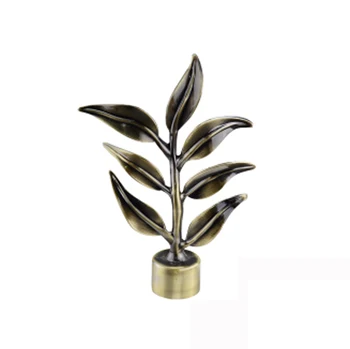 

New! Free shipping high quality plated antique brass 7-leaf design metal curtain rod finials for 28mm/1-1/8-IN diameter rods