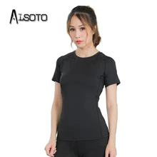 Спортивная футболка для женщин фитнес Йога Тренировка бег анти-пот быстросохнущая с коротким рукавом Эластичность бегунов спортивная одежда