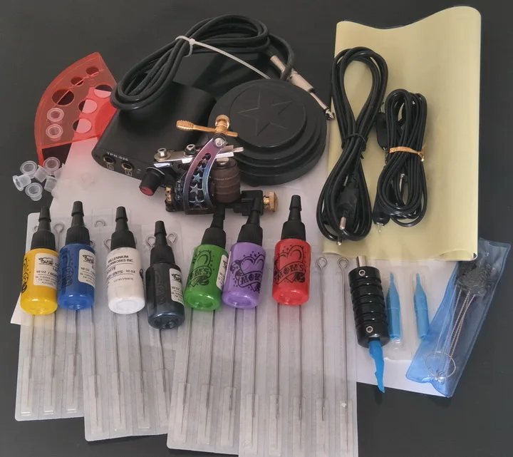 

Complete Tattoo Kit Professional Tattoo Machine Gun Supplies Pro Tattoo Kits for Beginners With Power Tip Tube Needles Ink