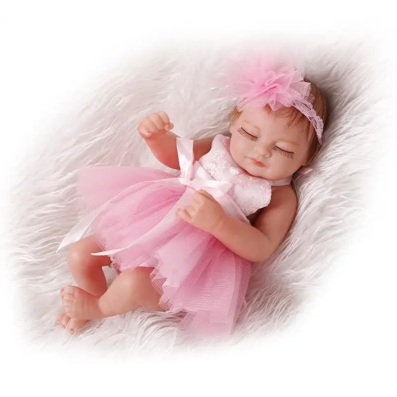 26 CM Full Silicone Baby Toys Mini Doll For Girl Vinyl Reborn Babies 10 Inch Cute Real Touch Newborn Bebe Birthday Children Gift fantasyland props traveler bean bag posing frame newborn photography props background frame bebe poser baby bean bag tool photo