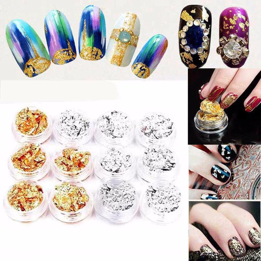 

TOMTOSH 2017 New Arrival 1PCS Nail Art Gold Silver Paillette Flake Chip Foil DIY Acrylic UV Gel Pager Free shipping&Wholesale