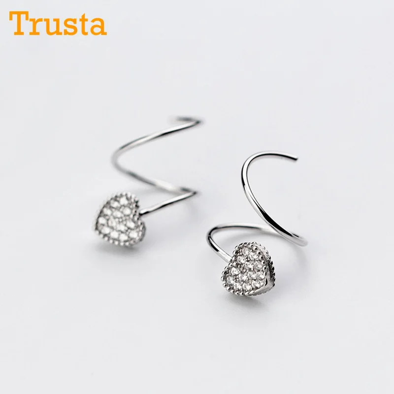 

Trusta 100% 925 Sterling Silver Women's Star Heart Triangle Ear Bones Ear Buckle Ring Tightly Packed Mini Double Ring Earring