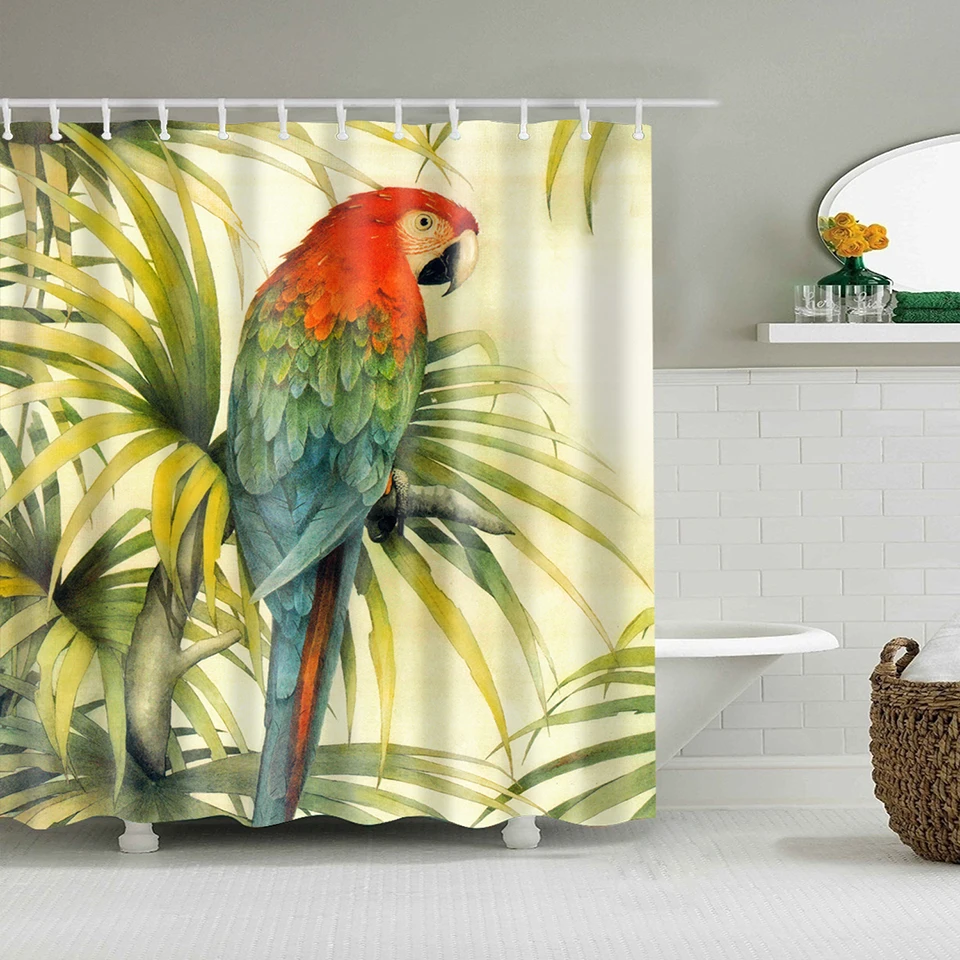 high quality parrot Print Shower Curtains Bath Products Bathroom Decor