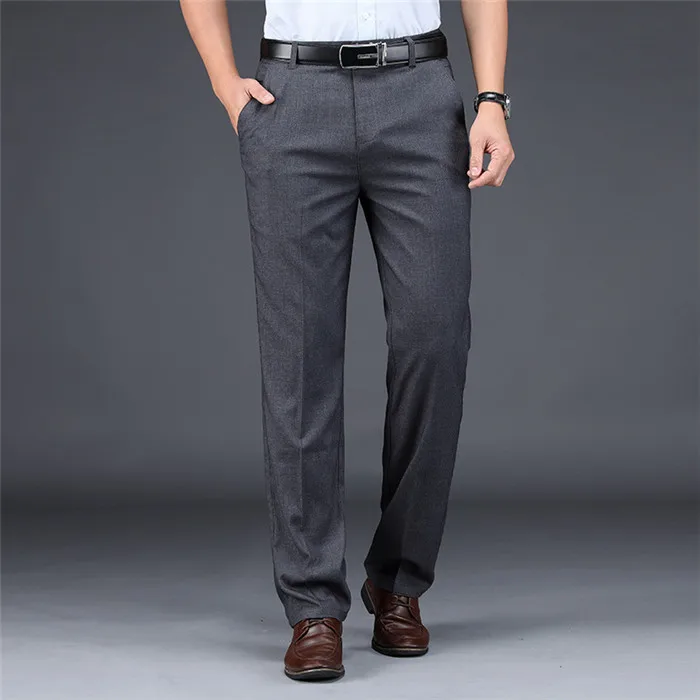 Брюки на каждый день свободные хлопковые длинные модные мужские брюки повседневные мужские прямые длинные брюки мужские брюки большие размеры летние - Цвет: KH8012 grey