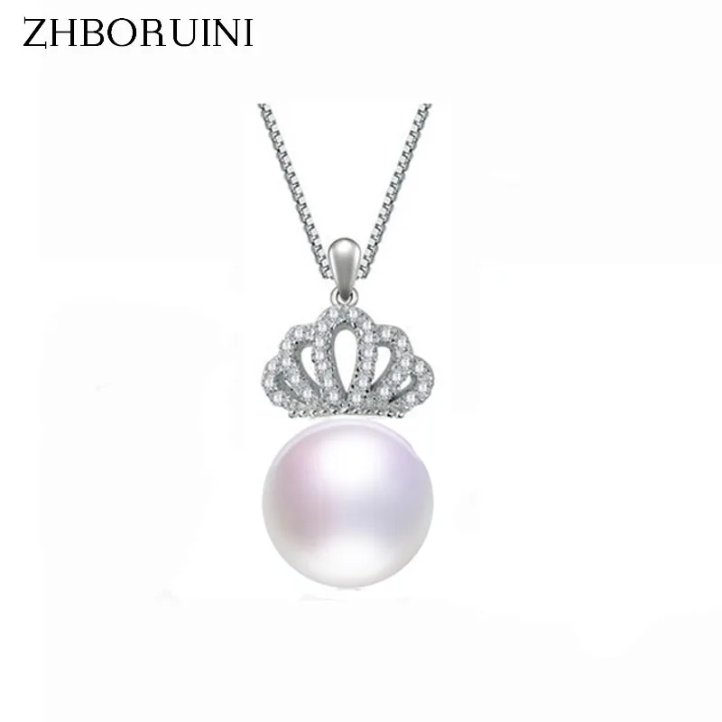 

ZHBORUINI 2019 Fashion Pearl Necklace Pearl Jewelry Crown Natural Freshwater Pearl 925 Sterling Silver Jewelry For Women Gift