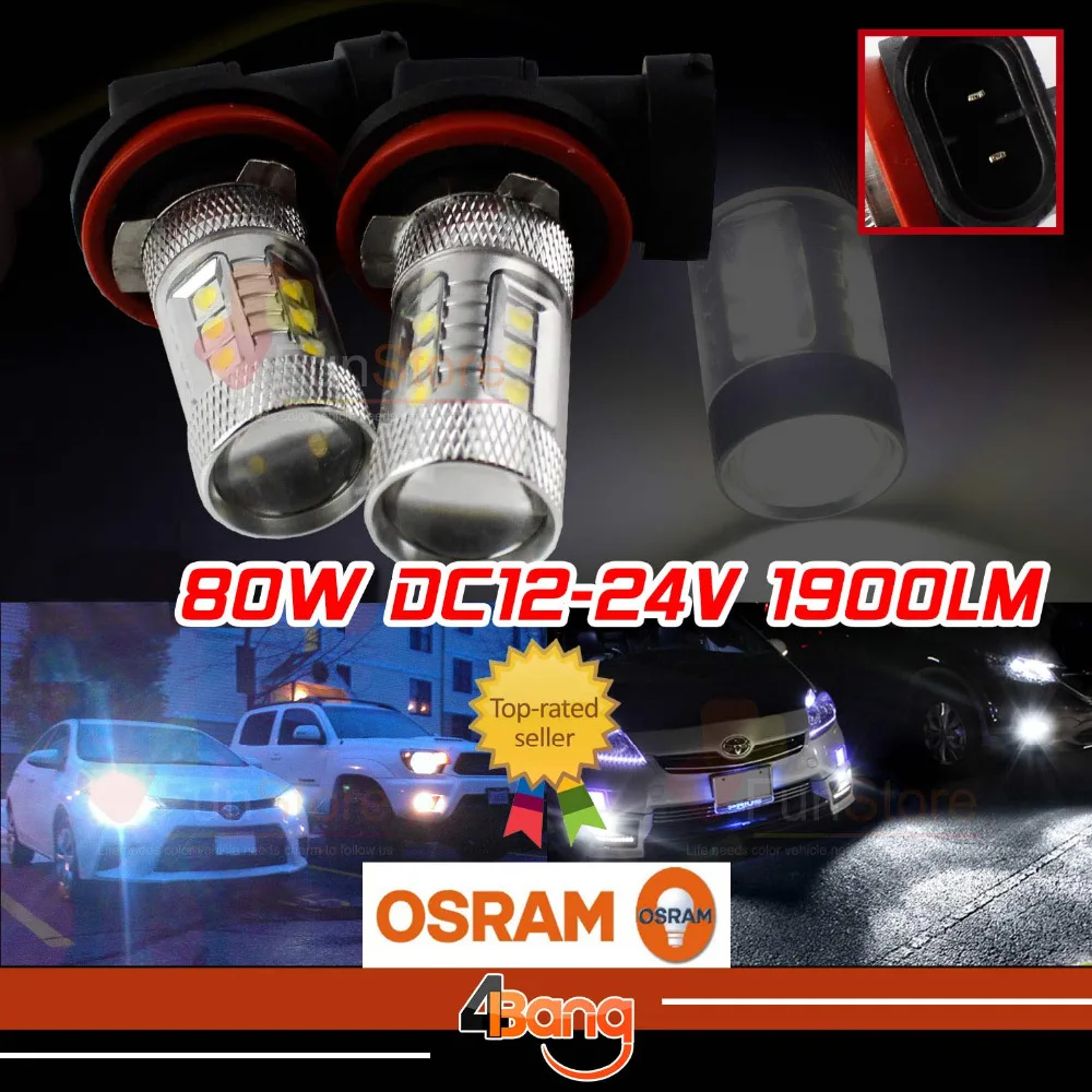 

2x LED 80W High Power Led Bulbs Fog DRL Headlight With Project Lens12-24V DC 1900LM For ILX MDX RDX TL TSX ZDX 2010-2013