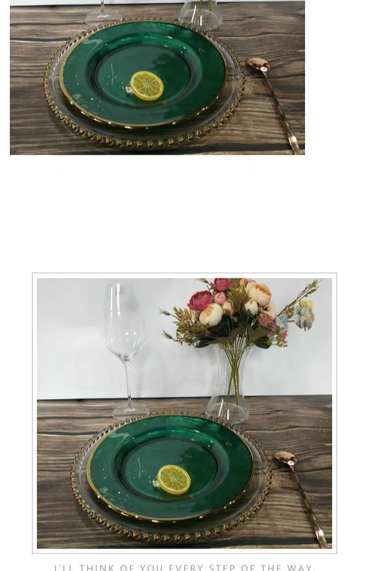 Темно-зеленая стеклянная Западная тарелка Европейская посуда дизайн отеля дисплей тарелка креативный суд ветровая пластина сервировочная тарелка