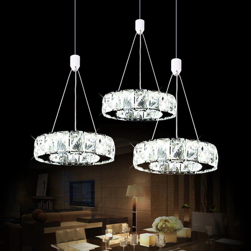 

Ring LED crystal LED staircase restaurant round three crystal pendant lamp aisle dining room pendant light SJ4150