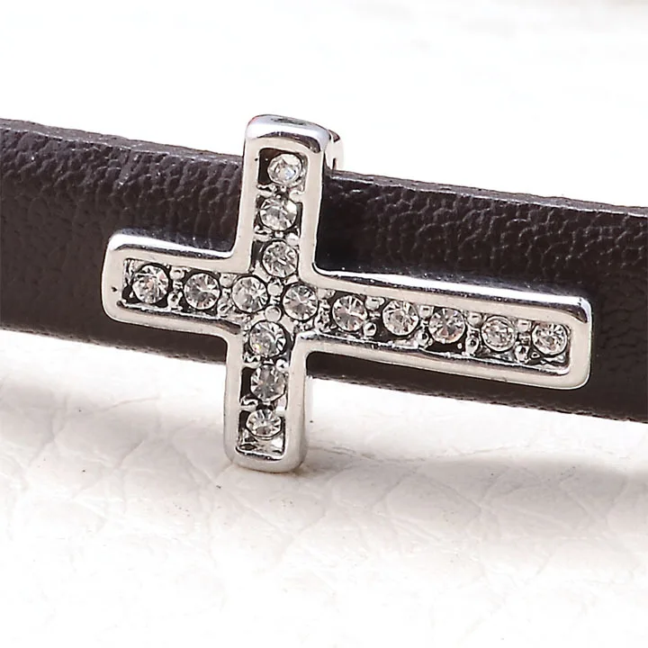 

Miasol Imitation Rhodium Plating Crystal Cross Slide Charm Beads for Diy Strap Wrap Bracelet Jewelry Making