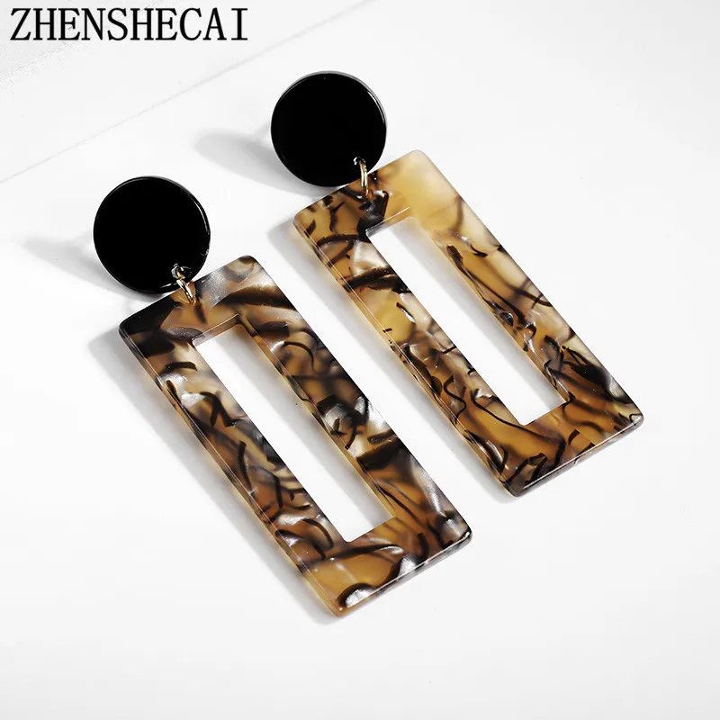 

2018 fashion Jewelry Acrylic Dangle Earrings For Women Leopard print Geometry Big square Earrings Acetate Brincos gift