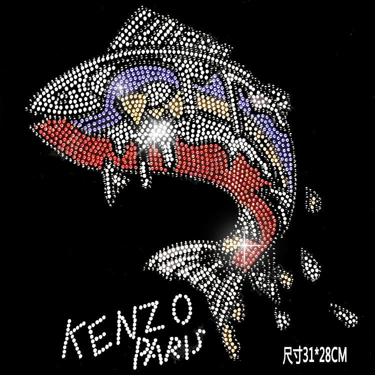 

5 pc/lot Flash Shark hotfix rhinestones, heat transfer design iron on motifs,rhinestone T-shirt/clothing sewing supplier