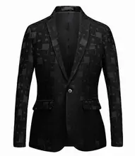 Mens Notched Collar Single Breasted Jacket Coat Tuxedos Slim Fit Notch Lapel Men Suit Jacket Blazer Top Fashionable slim fit lapel collar seam pocket spliced blazer