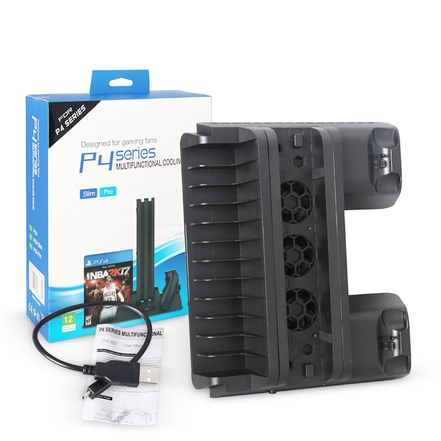 PS 4/Slim/PRO вертикальная подставка охлаждающий вентилятор кулер двойной контроллер зарядное устройство зарядная док-станция для Playstation 4 PS4 аксессуары