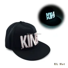 High Quality Cool Light Up Hip Hop Cap Spring Summer King Glowing LED Hat EL Wire Cotton Cap For DIY Glowing Bar