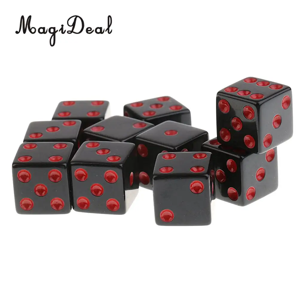 10 Pieces/Set Plastic Dice D6 6 Sided Dotted Dice for D&D RPG Table Games Drinking Gaming Adult Toys Novelty Gift 4Colors