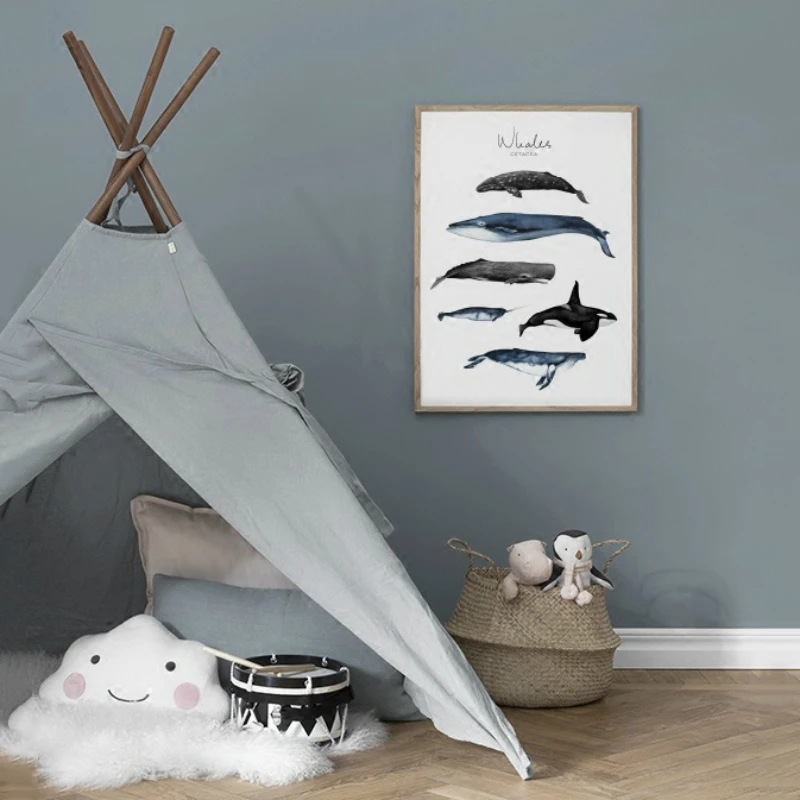 

Nordic Painting By Numbers Whale Animal Poster Feather Painting By Numbers Canvas Painting Simple DIY Wall Art Paint By Number