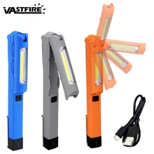 Зарядка через usb порты и разъёмы перезаряжаемые COB светодио дный светодиодный свет работы Магнит База, клип крюк Фонарик складной фонарь аварийного автомобиля