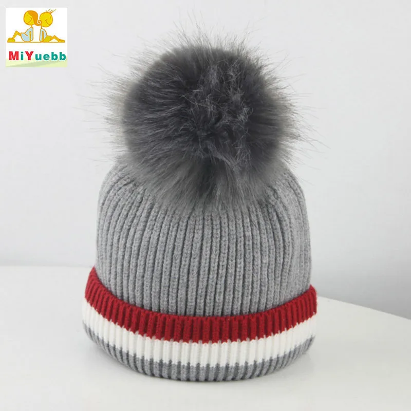 

New young child kids Winter boys girls 2 to 8 year old Solid stripe color cap Keep warm antlers knit lovely hat outdoor Fashion