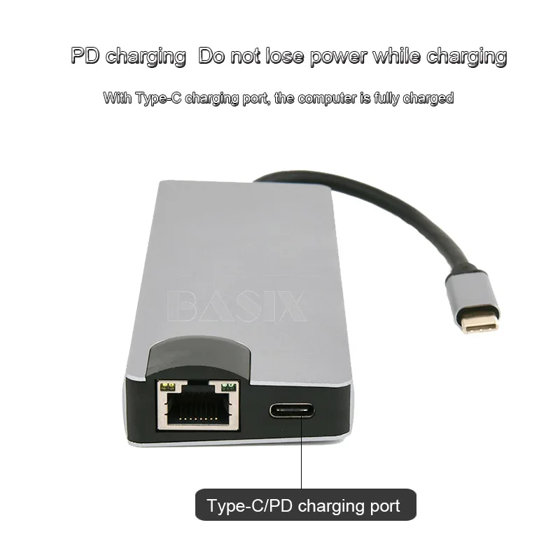 Концентратор Basix USB C для HDMI 4K 3 0 порт SD/TF кардридер VGA RJ45 Gigabit Ethernet Type концентратор