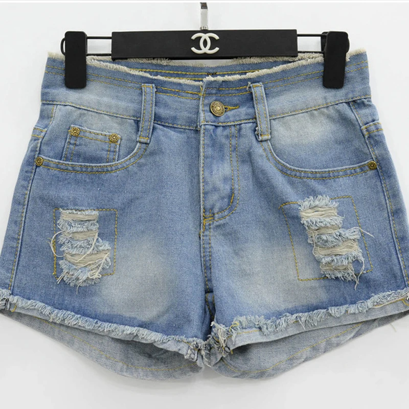 2017-summer-new-large-size-cotton-hole-high-waist-denim-shorts-female-fat-MM-Korean-version (4)