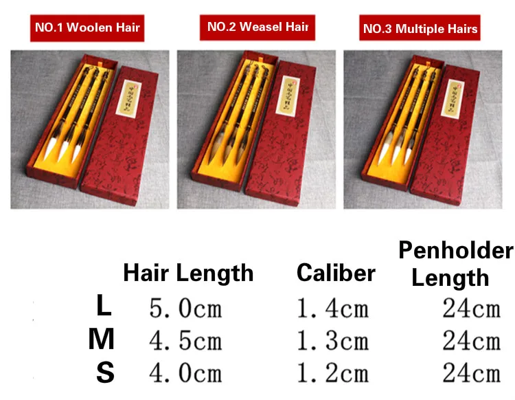 Ласка волос Китайская каллиграфия кисть Набор несколько волосков китайский художник живопись графика каллиграфия кисть подарочный набор