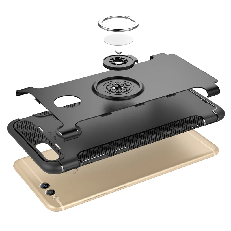 Для huawei honor 7X Чехол Жесткий PC+ Мягкий силиконовый чехол с кольцом адсорбционный чехол s для huawei honor 7X держатель для телефона роскошный бронированный чехол
