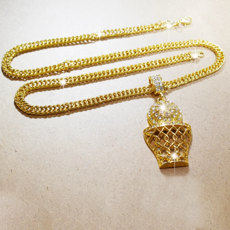 Karopel Iced Out Bling подвеска со стразами фианит Золотой баскетбольный крест ожерелье 24