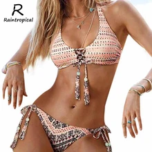 2017 Sexy Bikinis Women Swimsuit Push Up Swimwear bandage Handmade Crochet Brazilian Bikini Set Beach Bathing