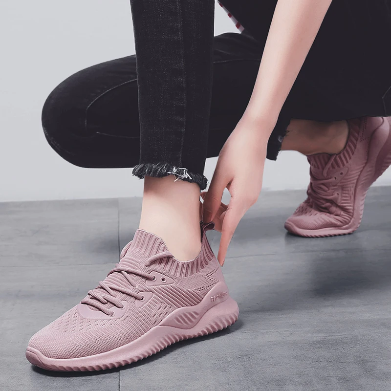 

New Fashion Shoes Woman Casual Breathable Light Sneakers On The Platform Women's Summer Footwear Flying Weaving Zapatos Mujer