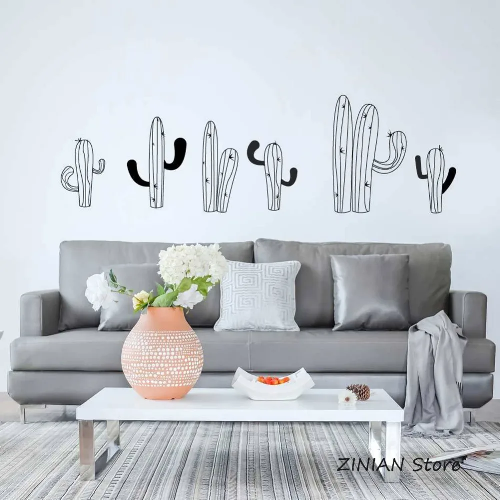 الصبار النباتات الفينيل الجدار ملصق ديكور المنزل غرفة المعيشة الأفقية جدار مائي نوم للإزالة الفن جدارية الشارات 5 قطعة/المجموعة 009