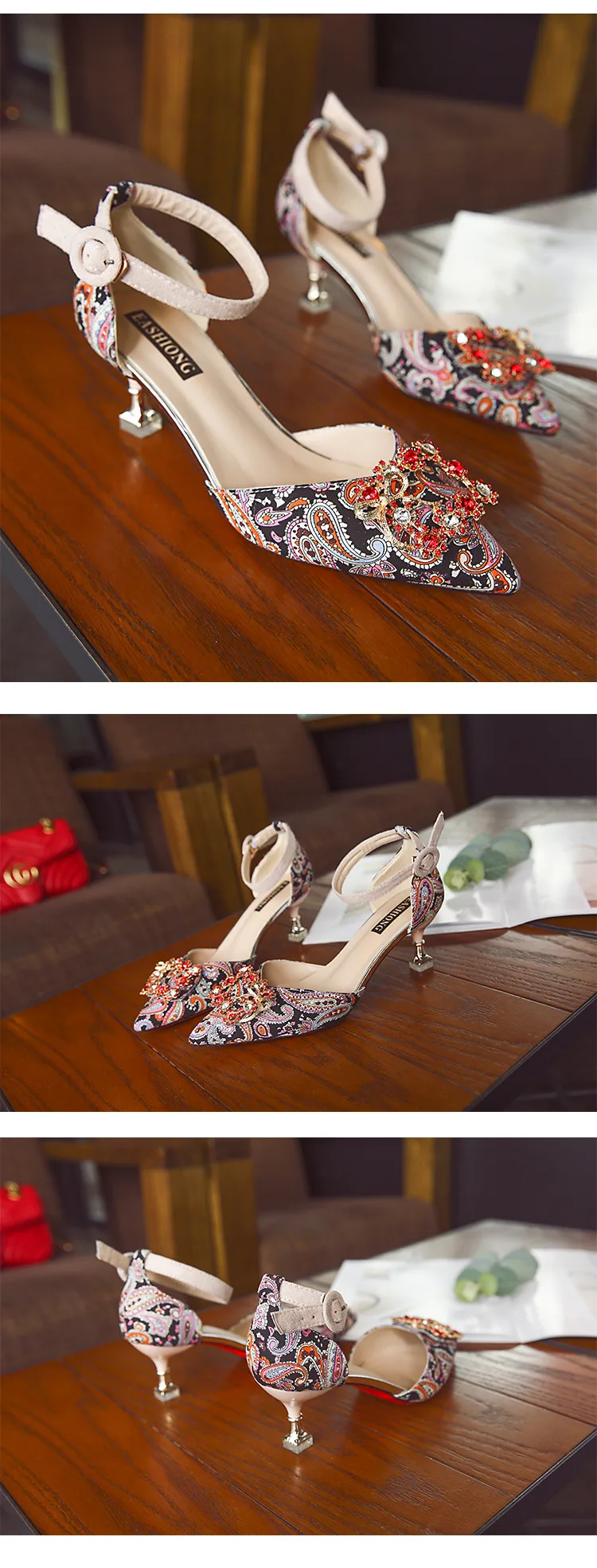 ZHENZHO с блестками кеды женская обувь украшенная бусинами стразы полые сумка; слипоны; женская обувь на высоких каблуках для торжеств обувь с острым носком