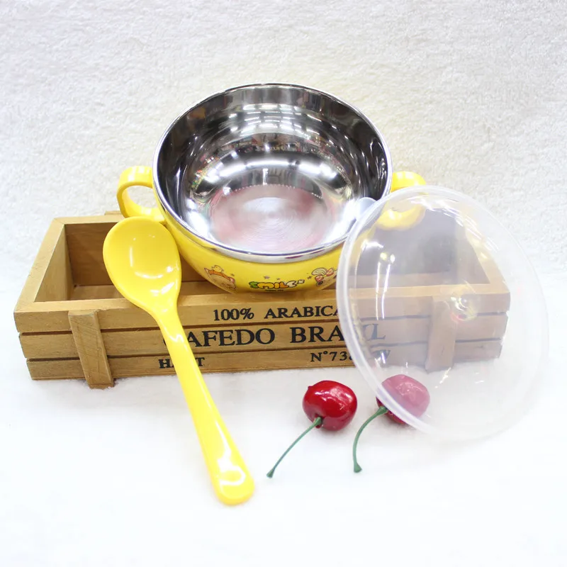 Cute Stainless Steel  Baby Bowl Food Container Children Tableware Dinner Eating Set