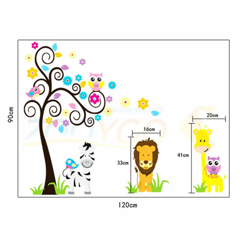 Hot Sales For Playpens Baby Owl Lions Tree WallStickers Removable Cartoon Children Rooms Decor Kids Baby's Playpen