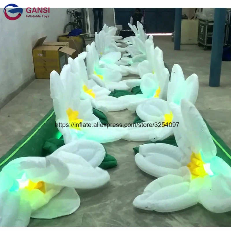 High Quality 10M Long Inflatable Flower Chain Decoration,Giant Inflatable Led Flower For Party Event