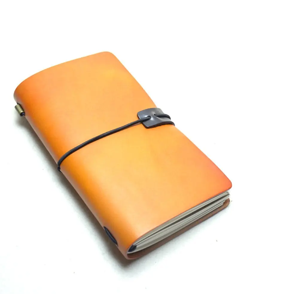 

Junetree yellow Handmade Refillable Genuine Leather Notebook Diary Notepad Notebook Handcraft Traveler's Notebook Size:12*21 Cm