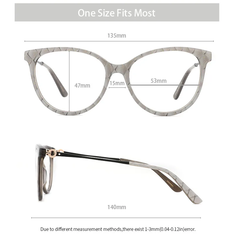 Acetate Women Round Glasses Frame Plaid with Gold powder Fashion Eyeglasses Frame For Women Beautiful and High Quality #9014