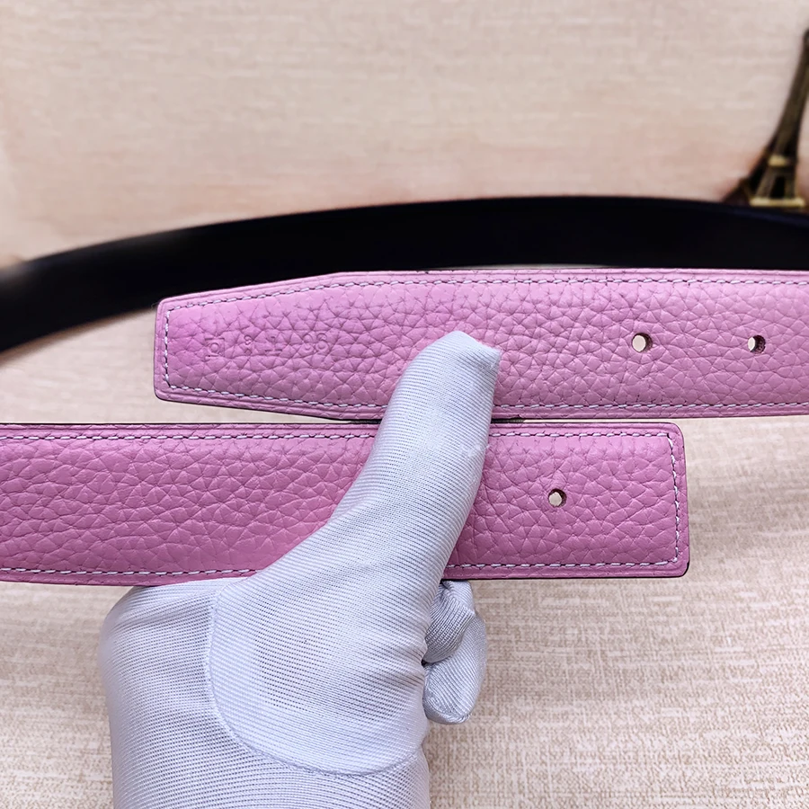 

2019 WITHOUT BUCKLE Ciartuar for men women 3.2cm pink color belt high quality cowskin genuine leather two sides free shipping