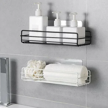 

Stainless Steel Kitchen Bathroom Shower Shelf Storage Suction Basket Caddy Rack --M25