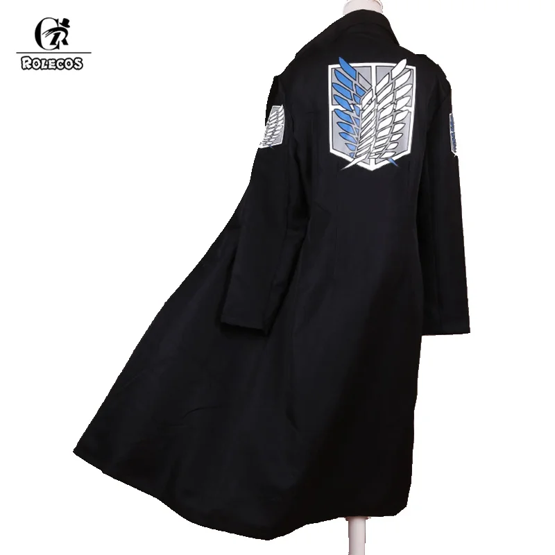 

Rolecos Good Quantity Japanese Anime Shingeki no Kyojin Attack on Titan Cosplay Costume Rivaille Ackerman Cosplay Black Trench