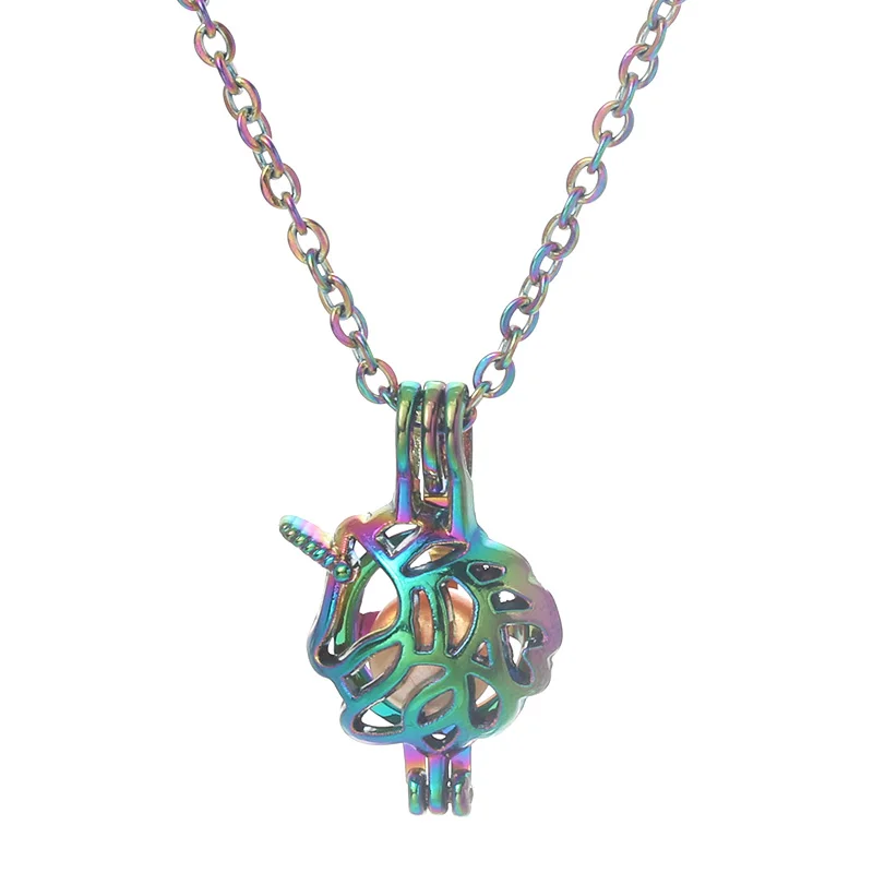 Buy Rainbow Color Unicorn Aroma Box Pearl Cage Pendant